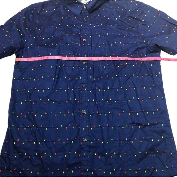 Sovereign Code Christmas Lights Shirt Mens Blue Holiday Button Short Sleeve Sz L - Picture 7 of 8
